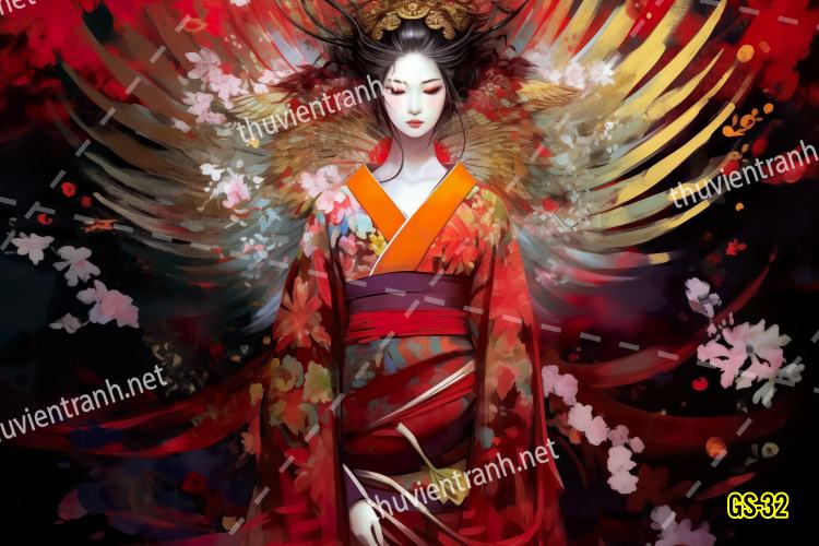Tranh dán tường hoa cô gái Geisha Nhật Bản-GS-32 - Kết quả tìm kiếm tranh tường